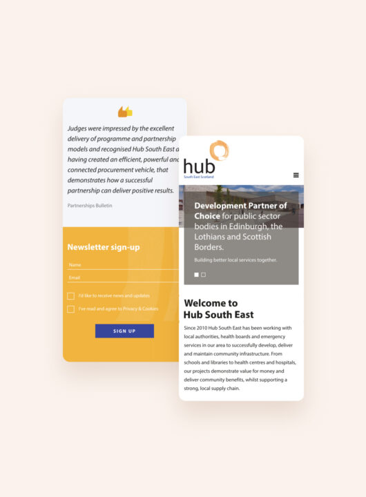 Hub South East Scotland mobile website
